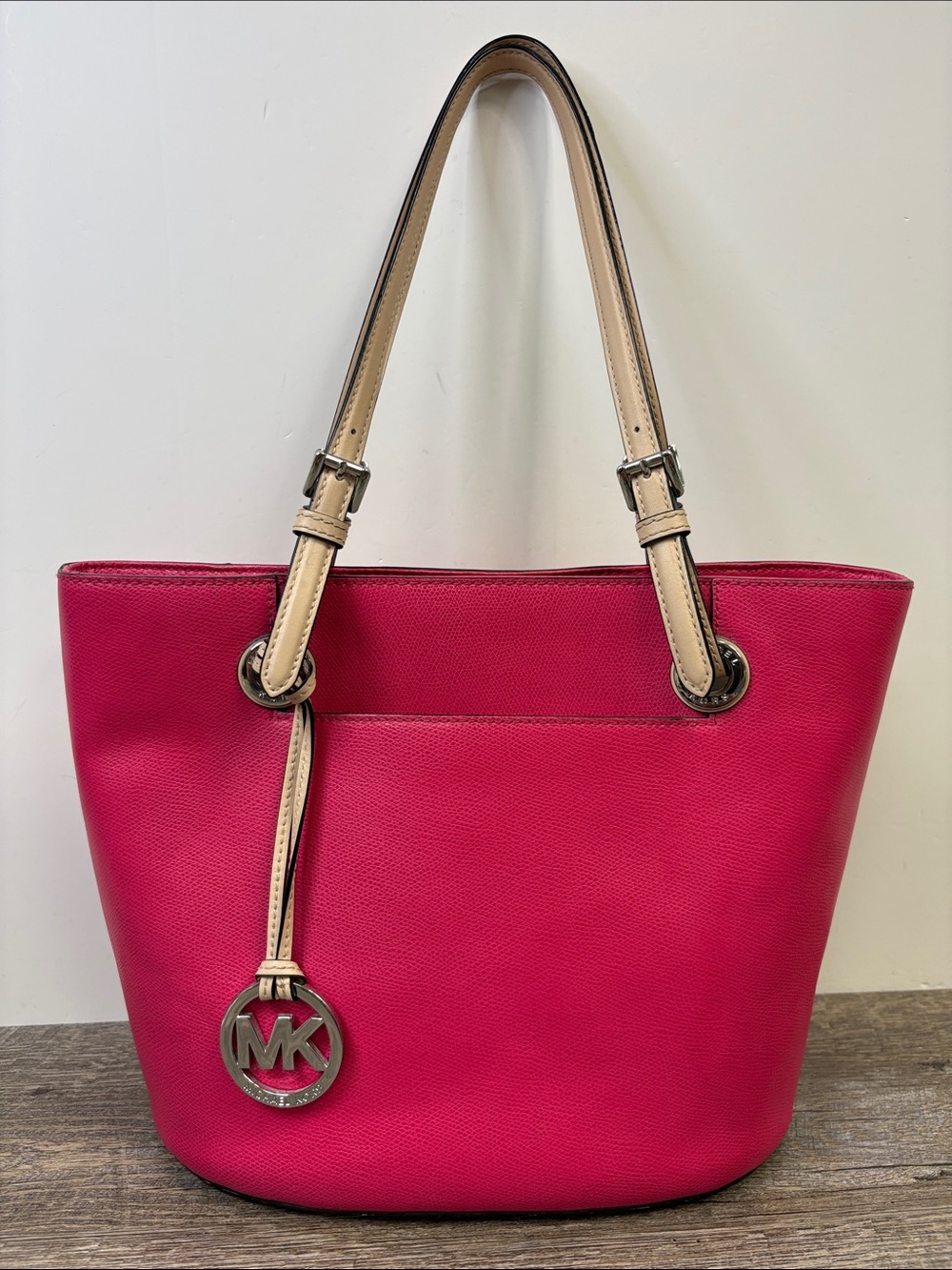 Michael Kors Jet Set Pink Saffiano Leather Tote Bag Shoulder Handbag